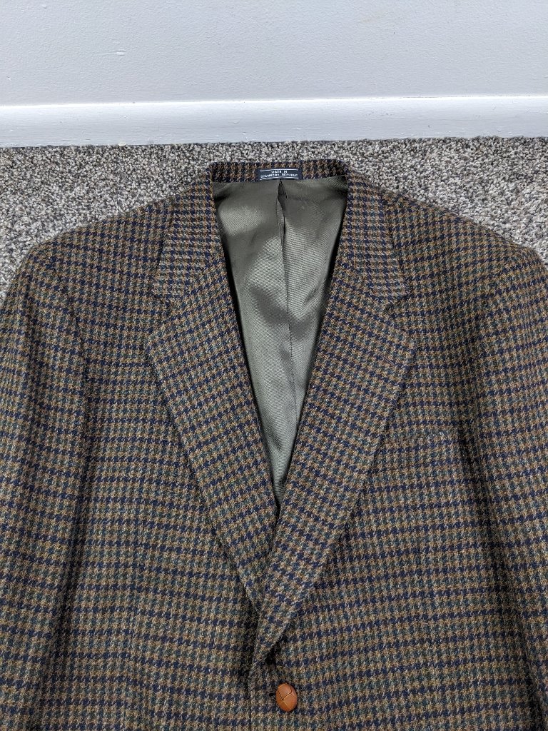 Vintage Woolrich Sport Coat Blazer Tweed Wool Houndstooth Multicolor 42r